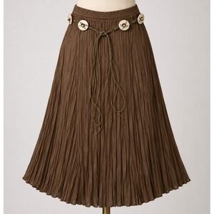 Style & Co Womens Crinkle Boho Midi Pull On Skirt W/ Bead Rope Belt S NWT